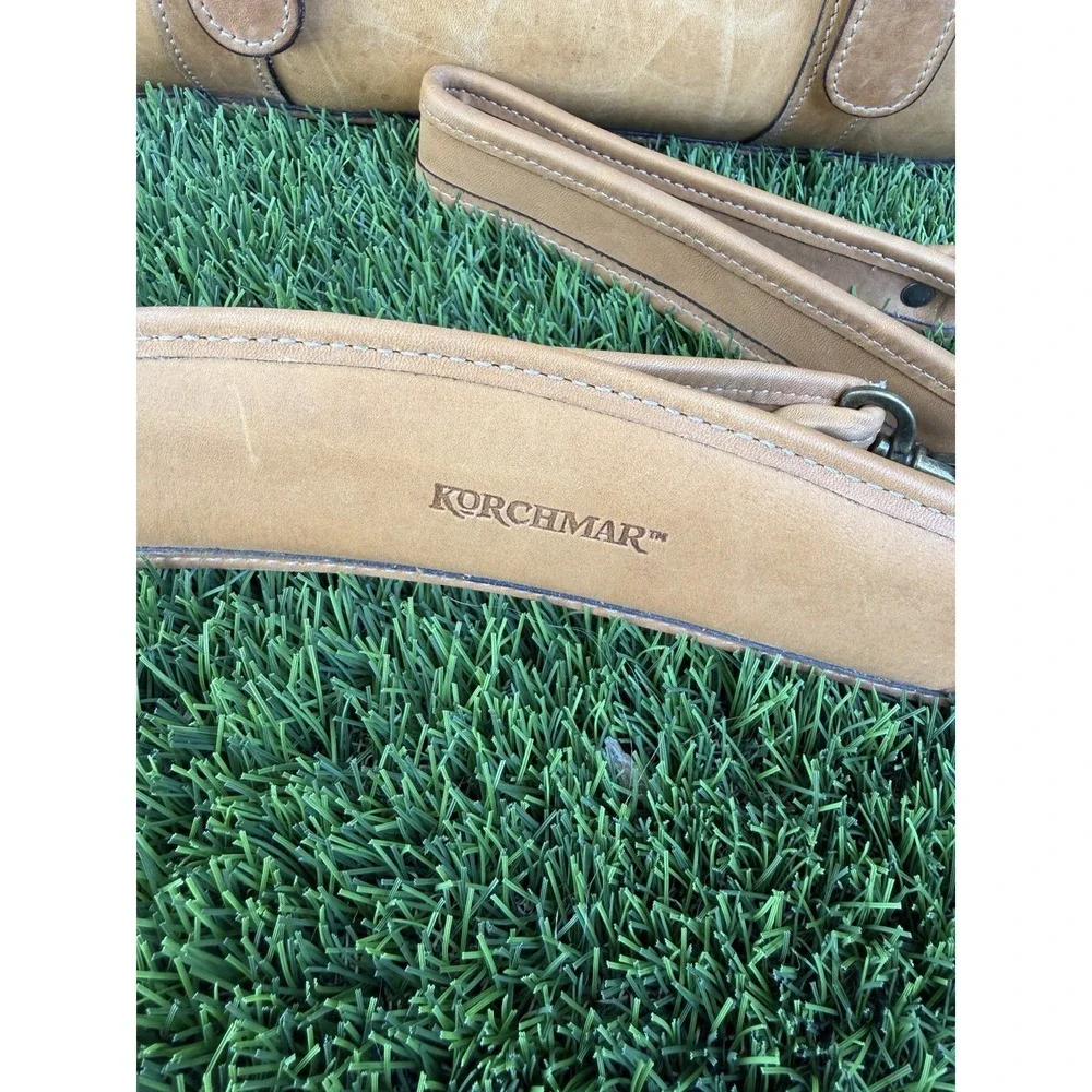 Vintage Korchmar Tan Leather Briefcase Double Buckle Business Work Bag